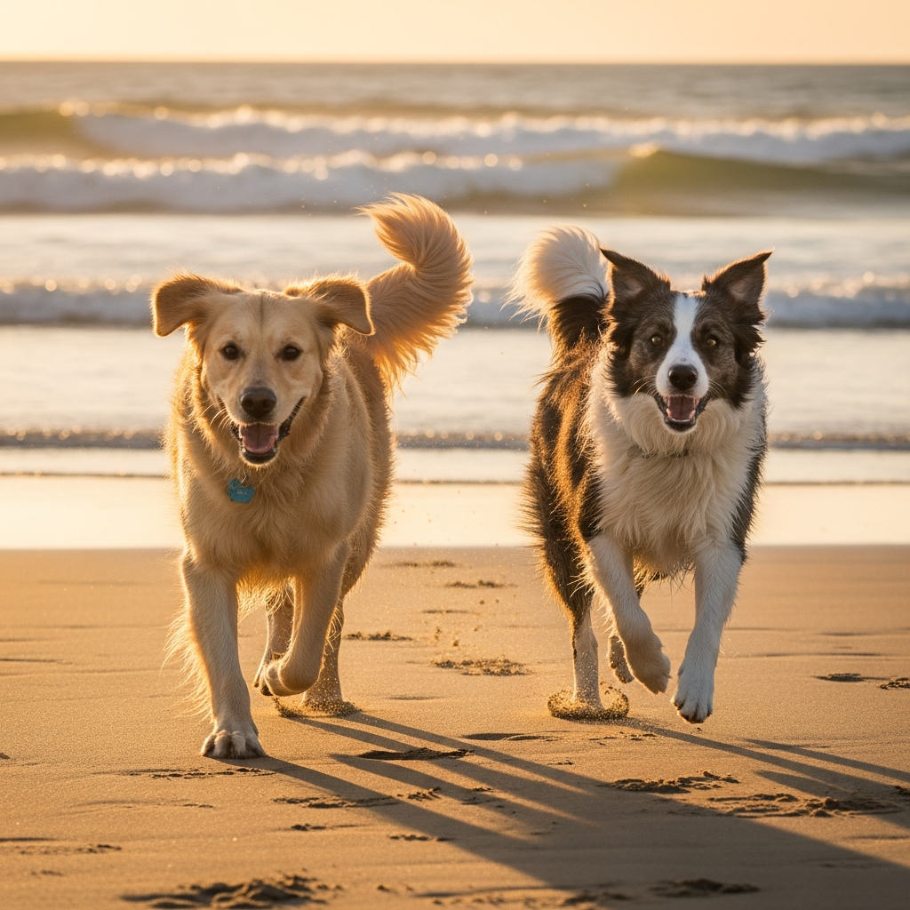 Dogs on beach adventure