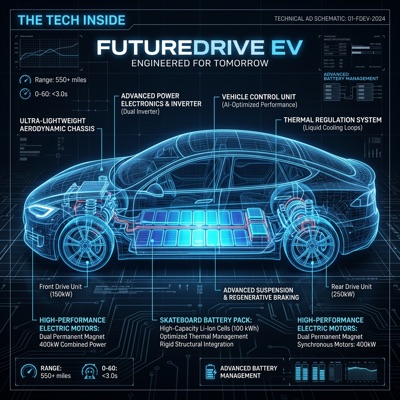 FutureDrive EV tech infographic